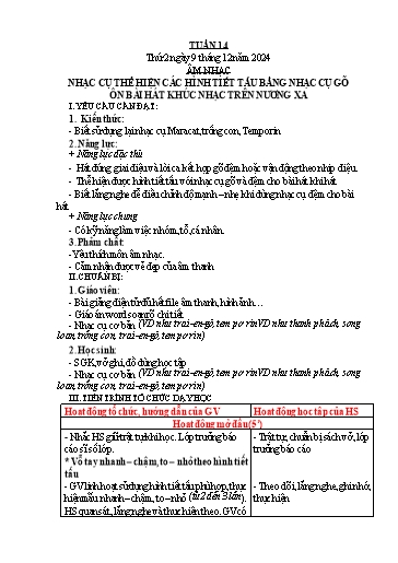 Kế hoạch bài dạy Âm nhạc 3 - Tuần 14 - Năm học 2024-2025 - Nguyễn Thị Thu Hiền