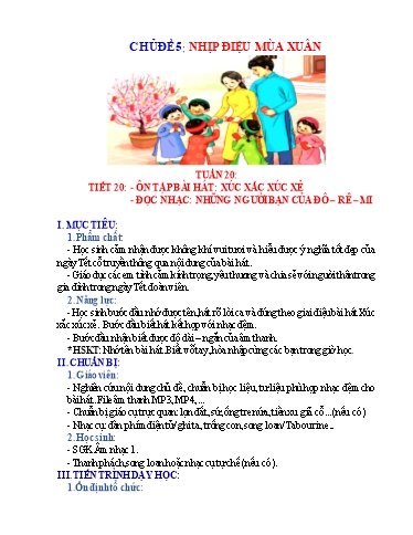 Kế hoạch bài dạy Âm nhạc Tiểu học - Tuần 20 - Phan Tuấn Dũng