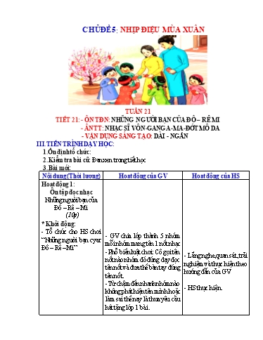 Kế hoạch bài dạy Âm nhạc Tiểu học - Tuần 21 - Phan Tuấn Dũng