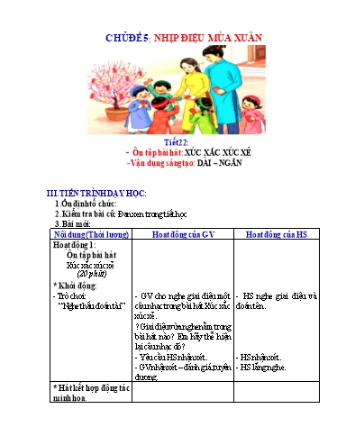 Kế hoạch bài dạy Âm nhạc Tiểu học - Tuần 22 - Phan Tuấn Dũng