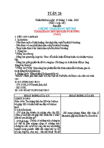Kế hoạch bài dạy Đạo đức 2 + Giáo dục thể chất 1 - Tuần 26 - Năm học 2024-2025 - Đặng Thị Vân Anh