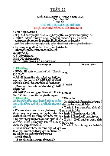 Kế hoạch bài dạy Đạo đức 2 + Giáo dục thể chất 1 - Tuần 27 - Năm học 2024-2025 - Đặng Thị Vân Anh