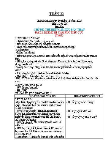 Kế hoạch bài dạy Đạo đức Lớp 1+2 + Giáo dục thể chất Lớp 1 - Tuần 22 - Năm học 2024-2025 - Đặng Thị Vân Anh