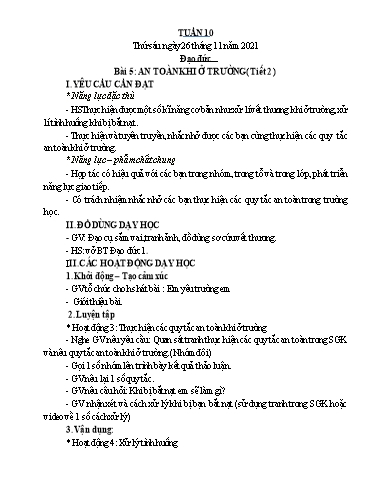 Kế hoạch bài dạy Đạo đức + Toán 1 - Tuần 10 - Năm học 2021-2022 - Nguyễn Thị Minh Tâm