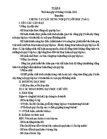Kế hoạch bài dạy Đạo đức + Toán 1 - Tuần 6 - Năm học 2021-2022 - Nguyễn Thị Minh Tâm