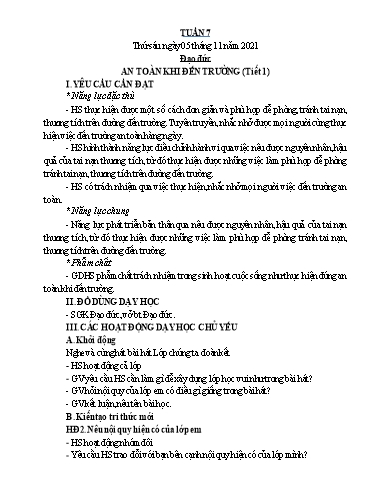 Kế hoạch bài dạy Đạo đức + Toán 1 - Tuần 8 - Năm học 2021-2022 - Nguyễn Thị Minh Tâm