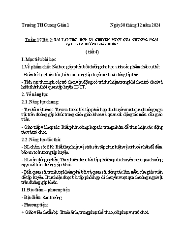 Kế hoạch bài dạy Giáo dục thể chất 3 - Tuần 17 - Năm học 2024-2025 - Trần Anh Liễu