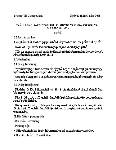 Kế hoạch bài dạy Giáo dục thể chất 3 - Tuần 19 - Năm học 2024-2025 - Trần Anh Liễu