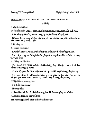 Kế hoạch bài dạy Giáo dục thể chất 3 - Tuần 21 - Năm học 2024-2025 - Trần Anh Liễu