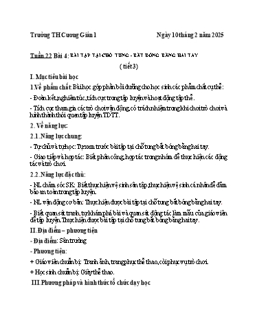 Kế hoạch bài dạy Giáo dục thể chất 3 - Tuần 22 - Năm học 2024-2025 - Trần Anh Liễu
