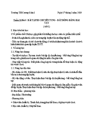 Kế hoạch bài dạy Giáo dục thể chất 3 - Tuần 23 - Năm học 2024-2025 - Trần Anh Liễu