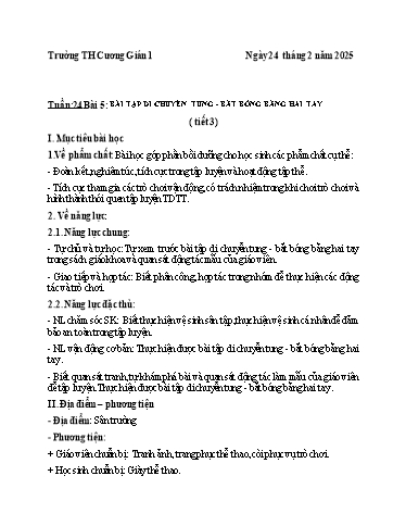 Kế hoạch bài dạy Giáo dục thể chất 3 - Tuần 24 - Năm học 2024-2025 - Trần Anh Liễu