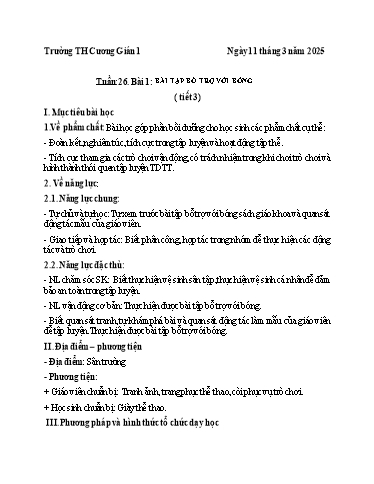 Kế hoạch bài dạy Giáo dục thể chất 3 - Tuần 26 - Năm học 2024-2025 - Trần Anh Liễu