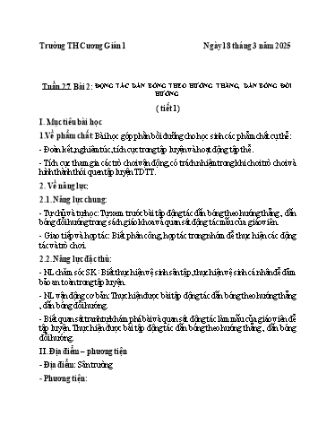 Kế hoạch bài dạy Giáo dục thể chất 3 - Tuần 27 - Năm học 2024-2025 - Trần Anh Liễu