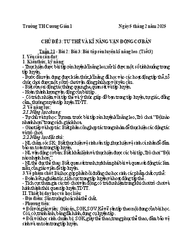 Kế hoạch bài dạy Giáo dục thể chất 5 - Tuần 21 - Năm học 2024-2025 - Trần Anh Liễu