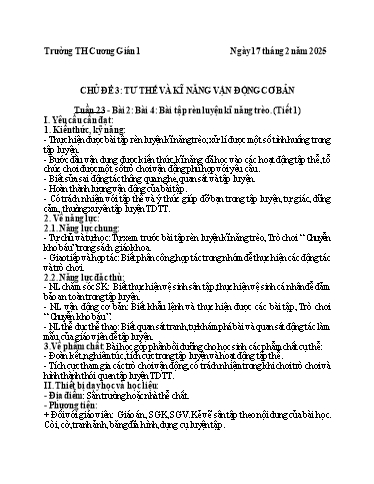 Kế hoạch bài dạy Giáo dục thể chất 5 - Tuần 23 - Năm học 2024-2025 - Trần Anh Liễu
