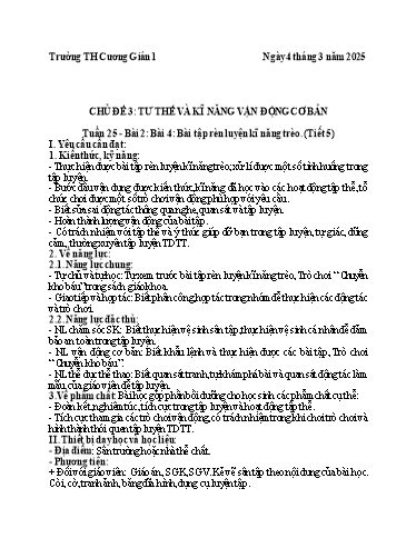 Kế hoạch bài dạy Giáo dục thể chất 5 - Tuần 25 - Năm học 2024-2025 - Trần Anh Liễu
