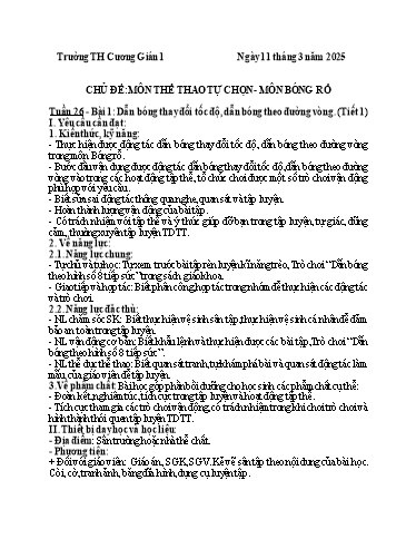 Kế hoạch bài dạy Giáo dục thể chất 5 - Tuần 26 - Năm học 2024-2025 - Trần Anh Liễu
