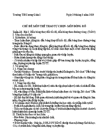 Kế hoạch bài dạy Giáo dục thể chất 5 - Tuần 28 - Năm học 2024-2025 - Trần Anh Liễu