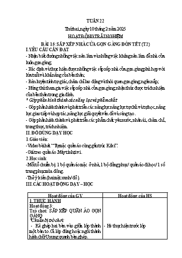 Kế hoạch bài dạy Khối 1 - Tuần 22 - Năm học 2024-2025 - Trần Thị Hoài Nam