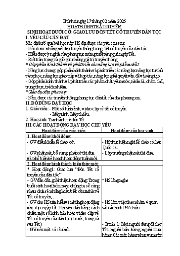 Kế hoạch bài dạy Lớp 1 - Tuần 23 - Năm học 2024-2025 - Trần Thị Hoài Nam