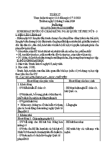 Kế hoạch bài dạy Lớp 1 - Tuần 26 - Năm học 2024-2025 - Trần Thị Hoài Nam
