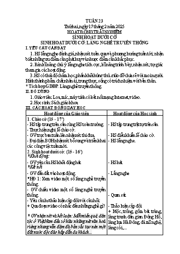 Kế hoạch bài dạy Lớp 3 - Tuần 23 - Năm học 2024-2025 - Nguyễn Thị Song