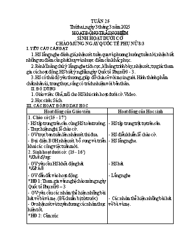 Kế hoạch bài dạy Lớp 3 - Tuần 25 - Năm học 2024-2025 - Phan Thị Hồng