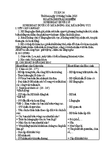 Kế hoạch bài dạy Lớp 3 - Tuần 26 - Năm học 2024-2025 - Nguyễn Thị Song