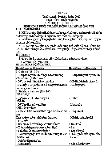 Kế hoạch bài dạy Lớp 3 - Tuần 26 - Năm học 2024-2025 - Nguyễn Thị Việt Hà