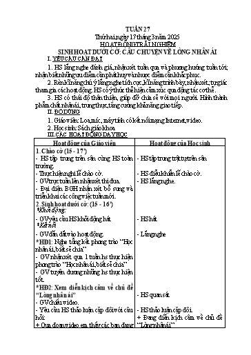 Kế hoạch bài dạy Lớp 3 - Tuần 27 - Năm học 2024-2025 - Nguyễn Thị Việt Hà