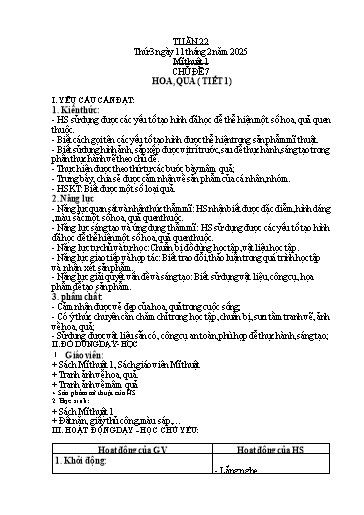 Kế hoạch bài dạy Mĩ thuật 1 - Tuần 22 - Năm học 2024-2025 - Phan Thị Huyên