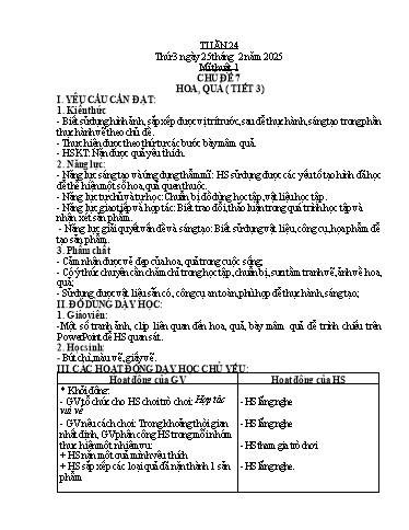 Kế hoạch bài dạy Mĩ thuật 1 - Tuần 24 - Năm học 2024-2025 - Phan Thị Huyên