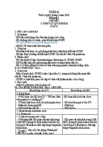 Kế hoạch bài dạy Mĩ thuật 3 - Tuần 18 - Năm học 2024-2025 - Phan Thị Huyên