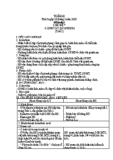 Kế hoạch bài dạy Mĩ thuật 3 - Tuần 20 - Năm học 2024-2025 - Phan Thị Huyên
