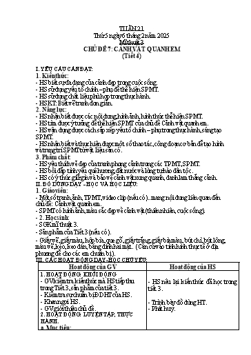 Kế hoạch bài dạy Mĩ thuật 3 - Tuần 21 - Năm học 2024-2025 - Phan Thị Huyên