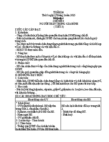 Kế hoạch bài dạy Mĩ thuật 3 - Tuần 24 - Năm học 2024-2025 - Phan Thị Huyên