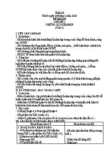 Kế hoạch bài dạy Mĩ thuật 4 - Tuần 19 - Năm học 2024-2025 - Phan Thị Huyên