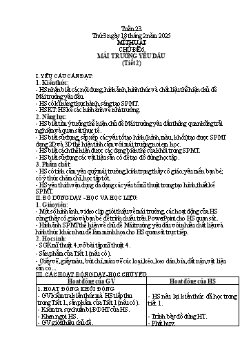 Kế hoạch bài dạy Mĩ thuật 4 - Tuần 23 - Năm học 2024-2025 - Phan Thị Huyên
