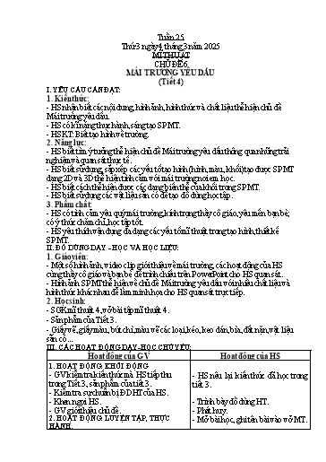Kế hoạch bài dạy Mĩ thuật 4 - Tuần 25 - Năm học 2024-2025 - Phan Thị Huyên