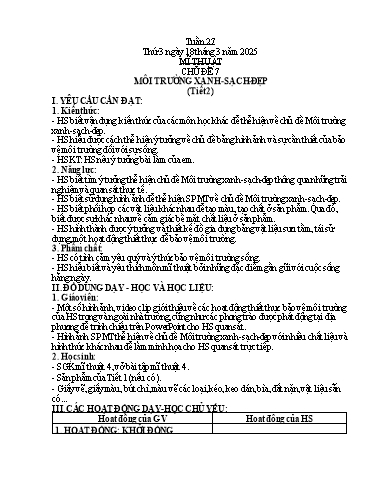 Kế hoạch bài dạy Mĩ thuật 4 - Tuần 27 - Năm học 2024-2025 - Phan Thị Huyên