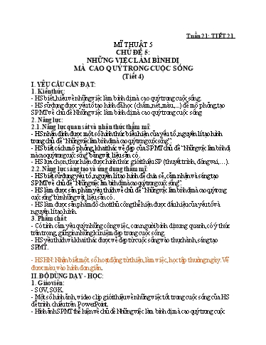 Kế hoạch bài dạy Mĩ thuật Lớp 2+5 + Giáo dục thể chất Lớp 4 - Tuần 21 - Hoàng Trí Chiến
