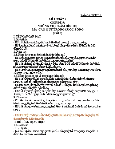 Kế hoạch bài dạy Mĩ thuật Lớp 2+5 + Giáo dục thể chất Lớp 4 - Tuần 20 - Hoàng Trí Chiến