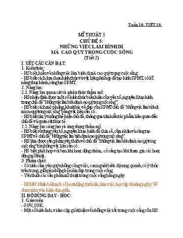 Kế hoạch bài dạy Mĩ thuật Lớp 2+5 + Giáo dục thể chất Lớp 4 - Tuần 19 - Hoàng Trí Chiến