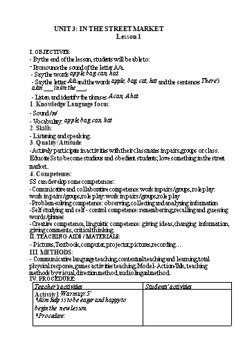Kế hoạch bài dạy Tiếng Anh 1 - Tuần 5 - Năm học 2023-2024 - Nguyễn Thị Hồng Thắm