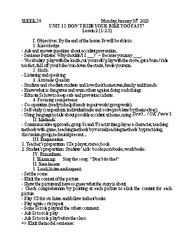 Kế hoạch bài dạy Tiếng Anh 5 - Tuần 20 - Năm học 2022-2023 - Nguyễn Thị Mỹ Hiền