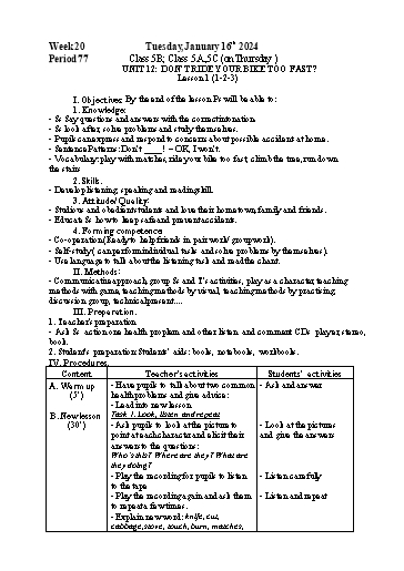 Kế hoạch bài dạy Tiếng Anh 5 - Tuần 20 - Năm học 2023-2024 - Nguyễn Thị Mỹ Hiền
