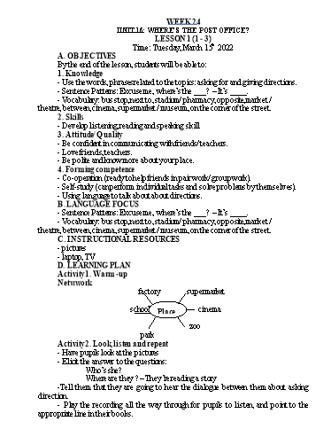 Kế hoạch bài dạy Tiếng Anh Lớp 5 - Tuần 24 - Năm học 2021-2022 - Nguyễn Thị Hồng Thắm