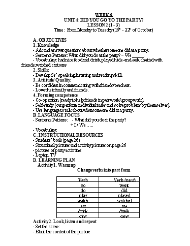 Kế hoạch bài dạy Tiếng Anh Lớp 5 - Tuần 6 - Năm học 2021-2022 - Nguyễn Thị Hồng Thắm