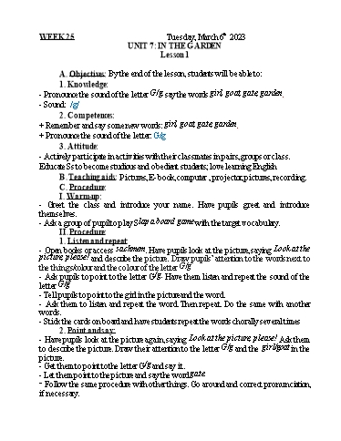 Kế hoạch bài dạy Tiếng Anh + Tự nhiên xã hội Lớp 1 - Tuần 25 - Năm học 2022-2023 - Nguyễn Thị Mỹ Hiền
